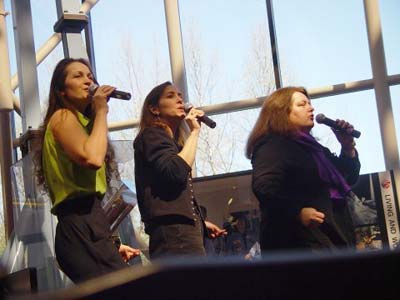 Padi, Karen, and Deb sing backup on A Little Bit of Rock