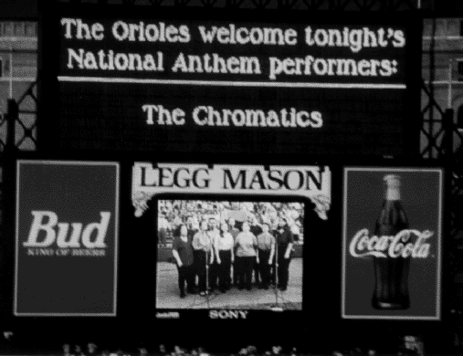 photo on the scoreboard at Camden Yards